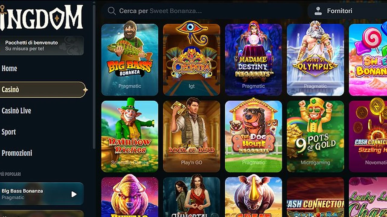 Screenshot del sito Kingdom Casino
